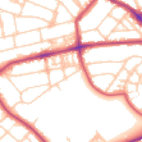 Daytime road noise heatmap for NW3 3DJ