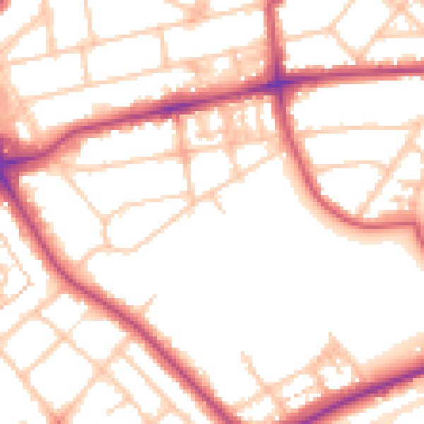 Daytime road noise heatmap for NW3 3DR