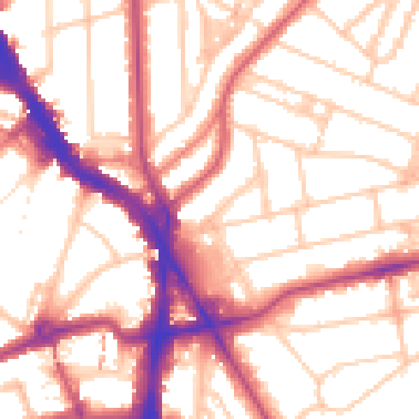 Daytime road noise heatmap for NW3 3HX