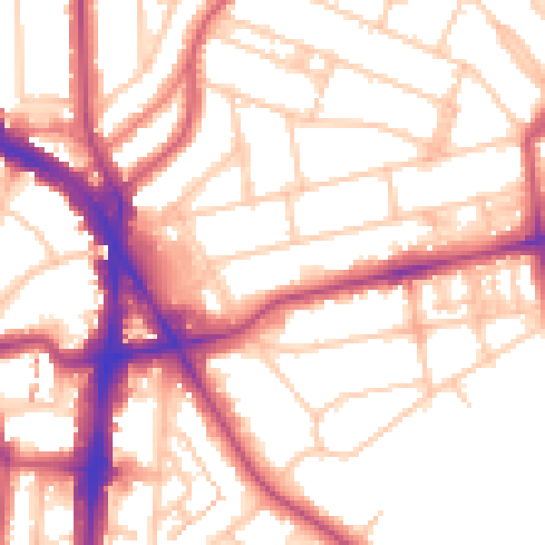 Daytime road noise heatmap for NW3 3JL