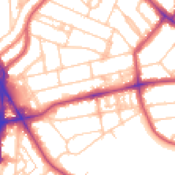Daytime road noise heatmap for NW3 3JW