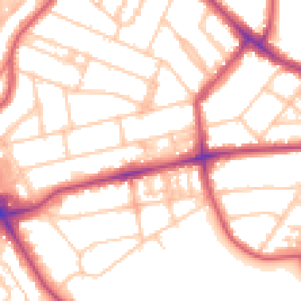 Daytime road noise heatmap for NW3 3LD