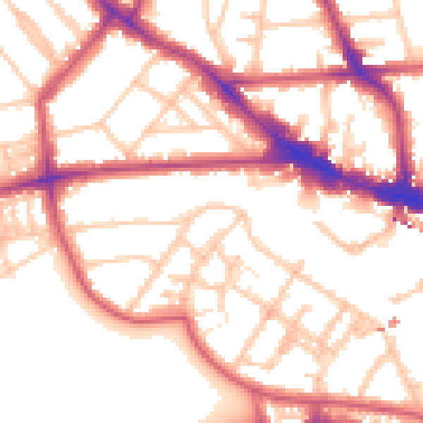 Daytime road noise heatmap for NW3 3QP