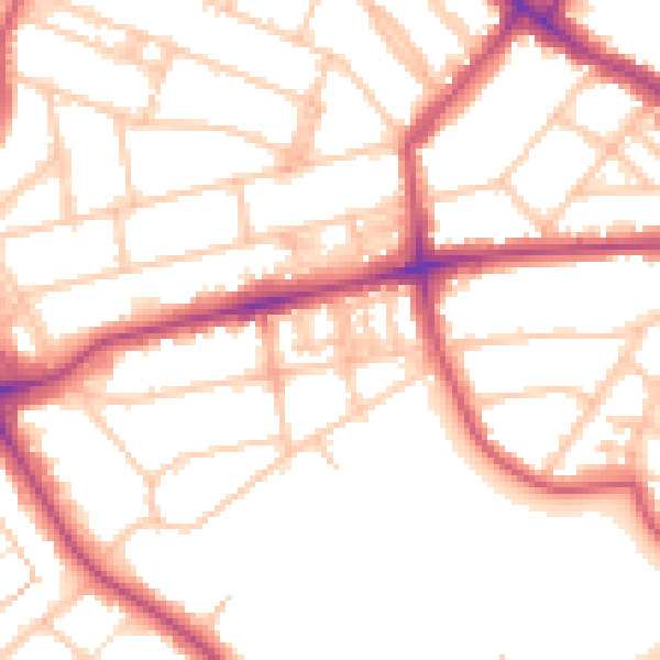 Daytime road noise heatmap for NW3 3SH