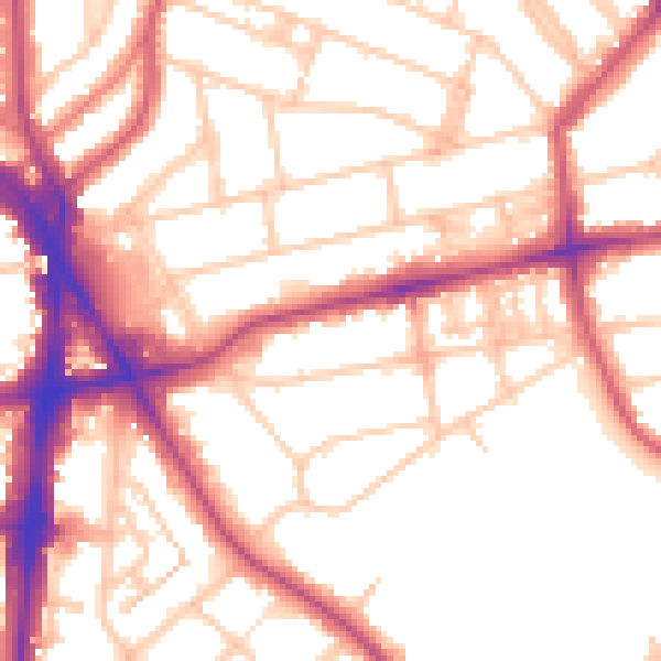 Daytime road noise heatmap for NW3 3SS