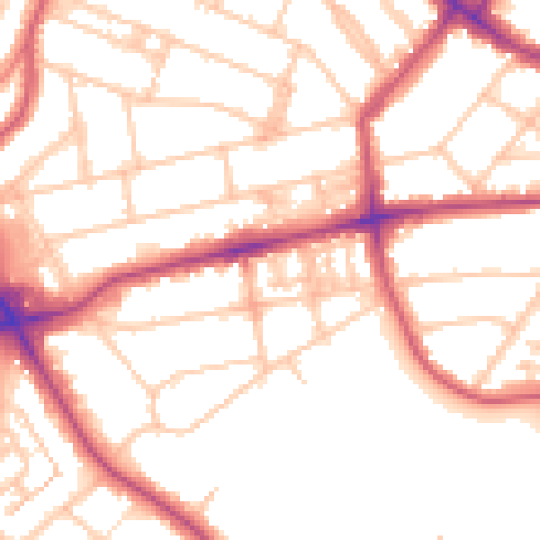 Daytime road noise heatmap for NW3 3SU