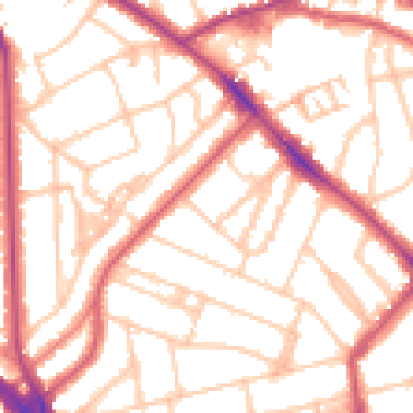 Daytime road noise heatmap for NW3 4AJ