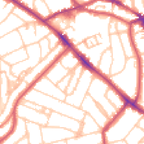 Daytime road noise heatmap for NW3 4DG