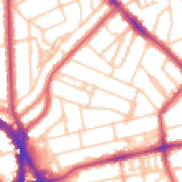 Daytime road noise heatmap for NW3 4EY