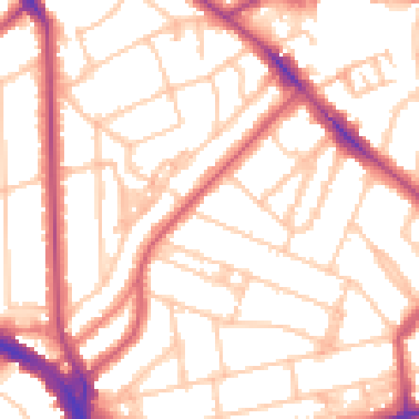 Daytime road noise heatmap for NW3 4LA