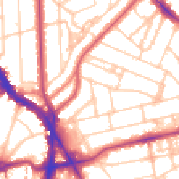 Daytime road noise heatmap for NW3 4NS