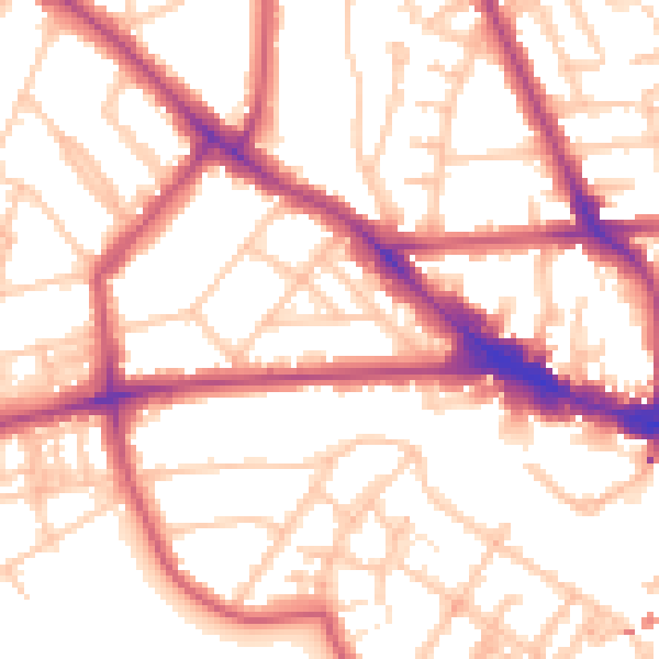 Daytime road noise heatmap for NW3 4ST
