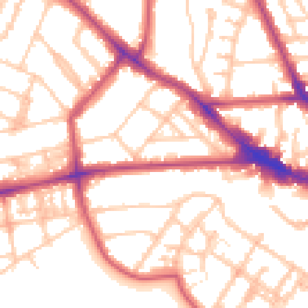 Daytime road noise heatmap for NW3 4SW