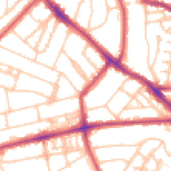 Daytime road noise heatmap for NW3 4UH