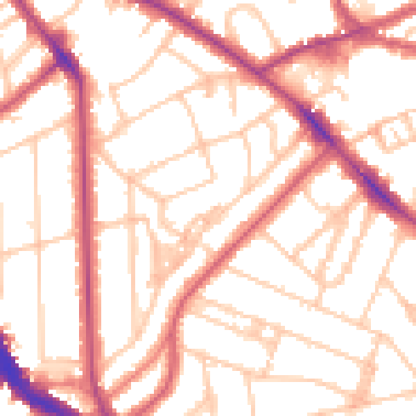 Daytime road noise heatmap for NW3 5AJ