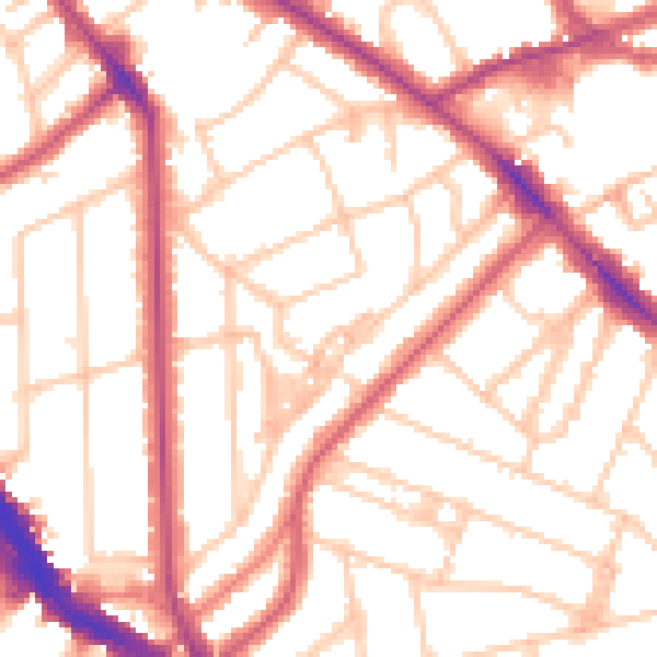 Daytime road noise heatmap for NW3 5AL