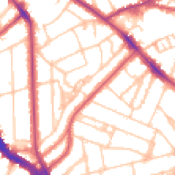 Daytime road noise heatmap for NW3 5AT