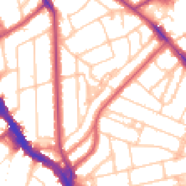 Daytime road noise heatmap for NW3 5BH