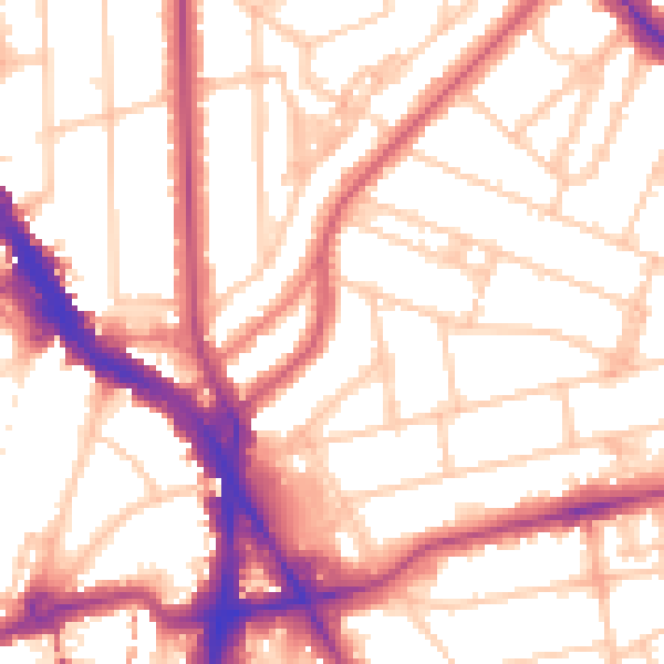 Daytime road noise heatmap for NW3 5DH