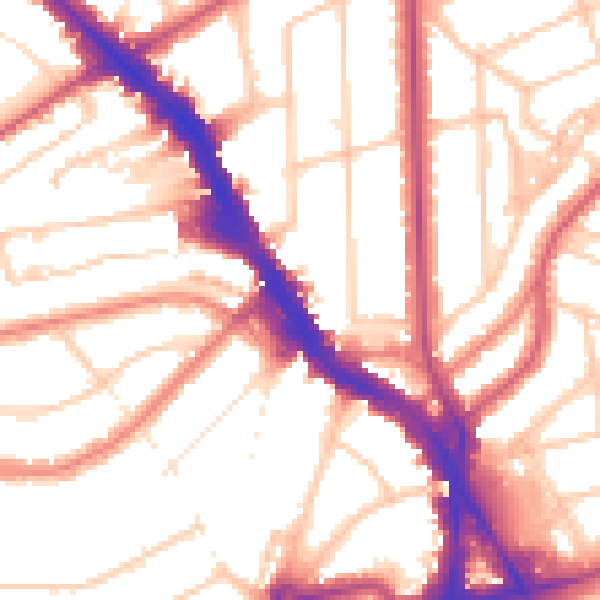 Daytime road noise heatmap for NW3 5HT