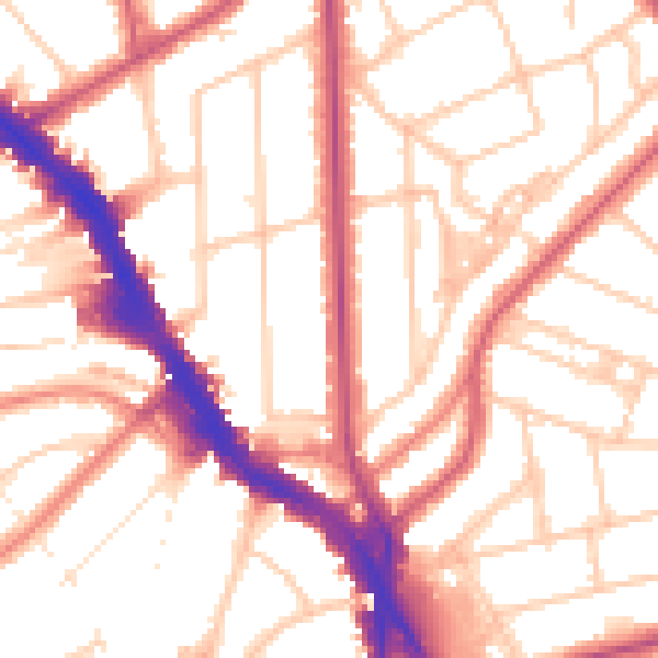 Daytime road noise heatmap for NW3 5JY