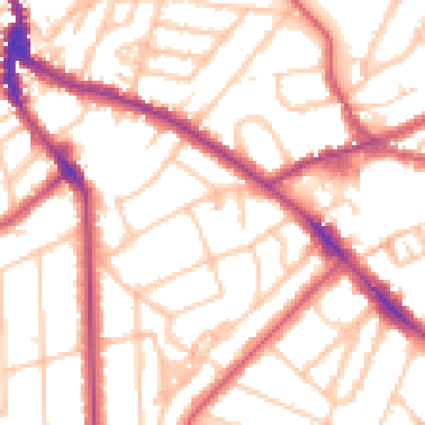 Daytime road noise heatmap for NW3 5NJ