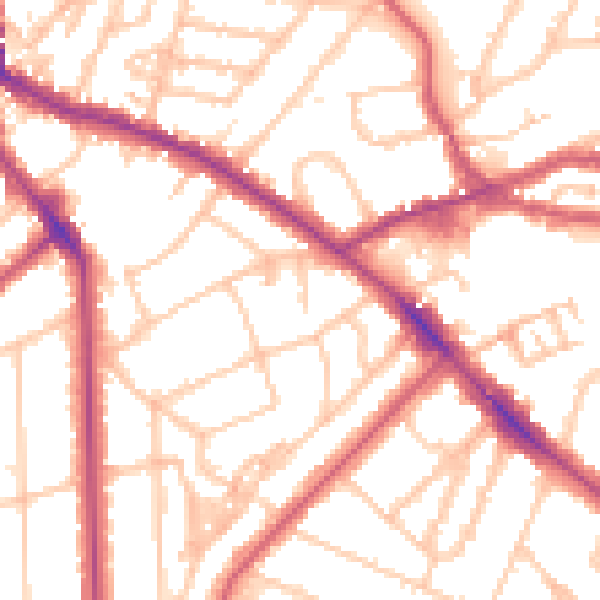 Daytime road noise heatmap for NW3 5PF