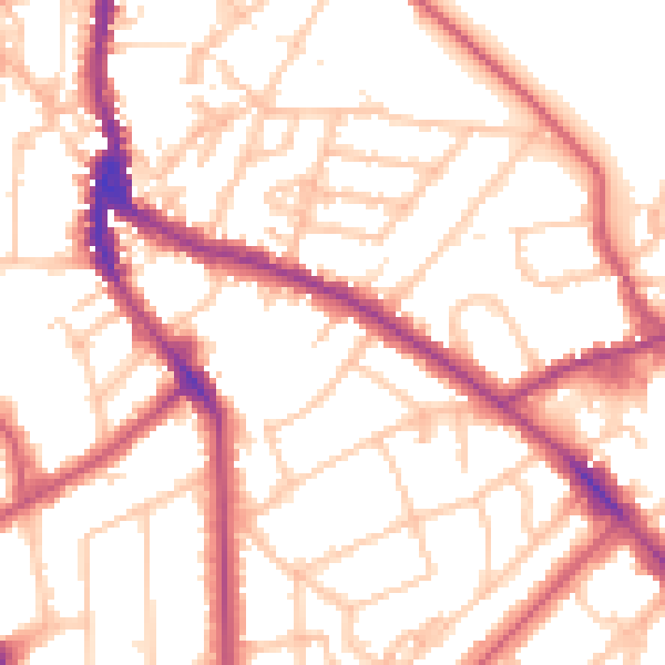 Daytime road noise heatmap for NW3 5UE