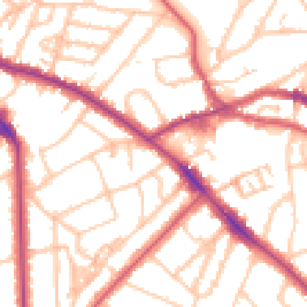 Daytime road noise heatmap for NW3 5UL