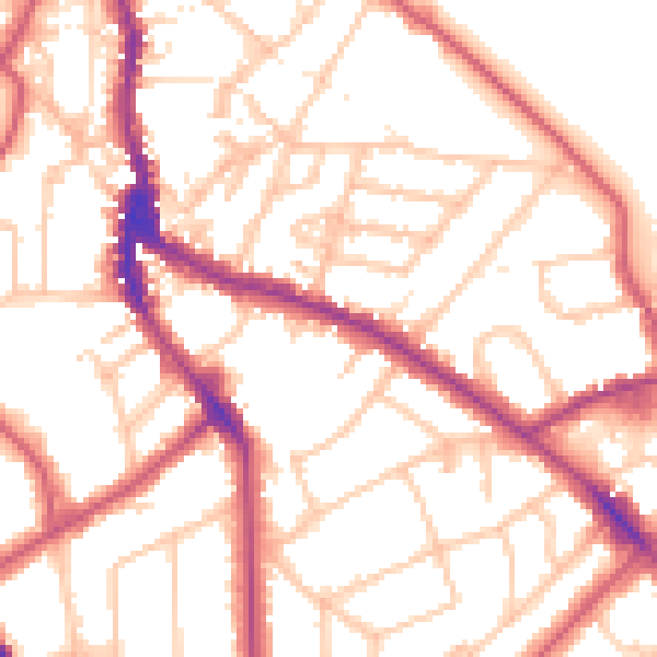 Daytime road noise heatmap for NW3 5UP
