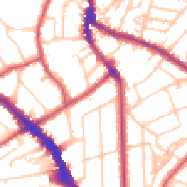 Daytime road noise heatmap for NW3 6AA