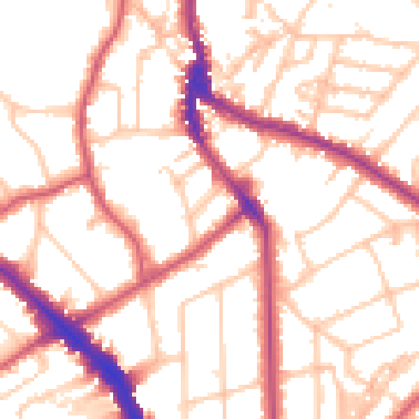 Daytime road noise heatmap for NW3 6AX