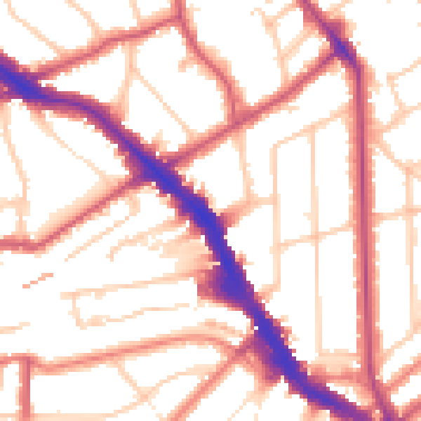 Daytime road noise heatmap for NW3 6BP