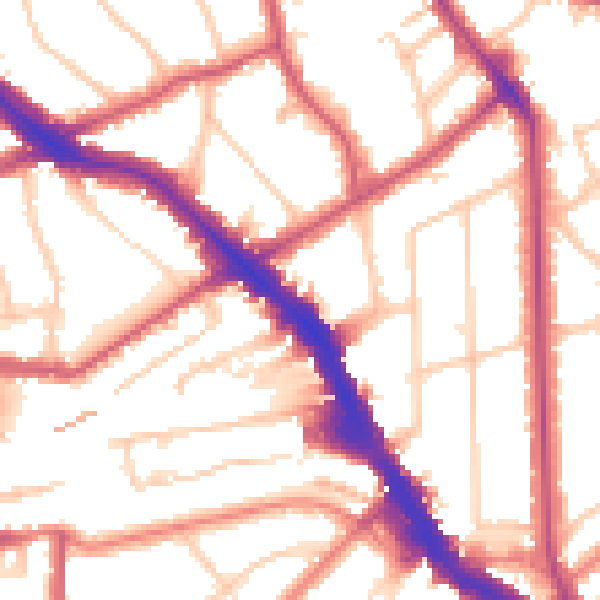 Daytime road noise heatmap for NW3 6BX
