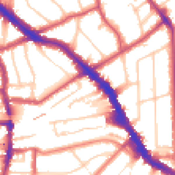 Daytime road noise heatmap for NW3 6EL