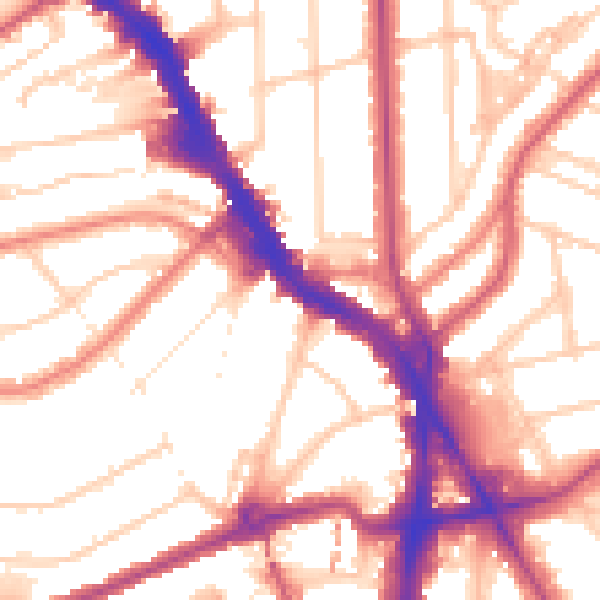Daytime road noise heatmap for NW3 6JY