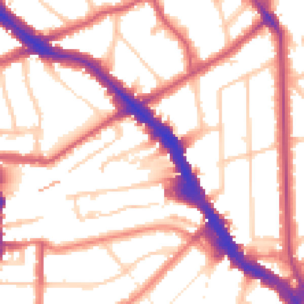 Daytime road noise heatmap for NW3 6NG