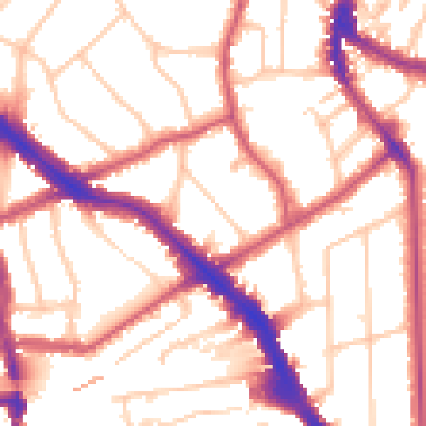 Daytime road noise heatmap for NW3 6PX