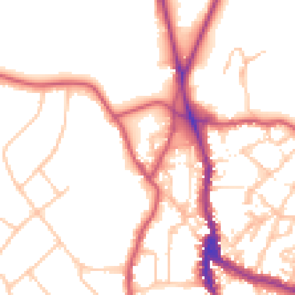 Daytime road noise heatmap for NW3 6RH