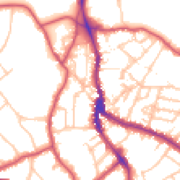Daytime road noise heatmap for NW3 6SG