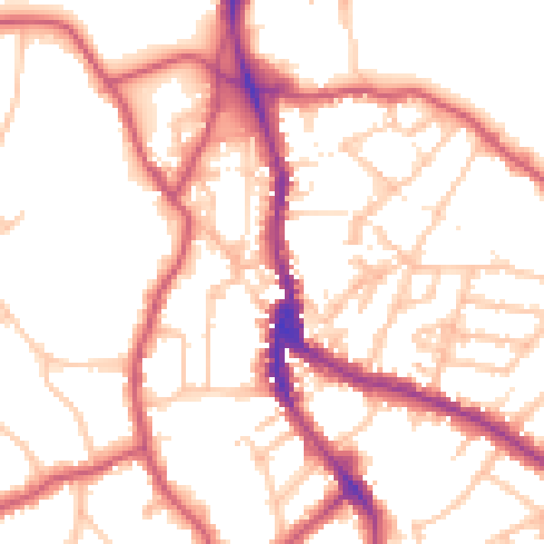 Daytime road noise heatmap for NW3 6UH