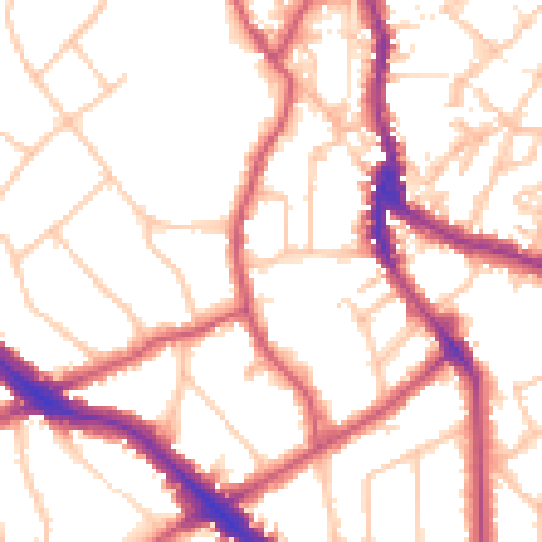 Daytime road noise heatmap for NW3 6UU