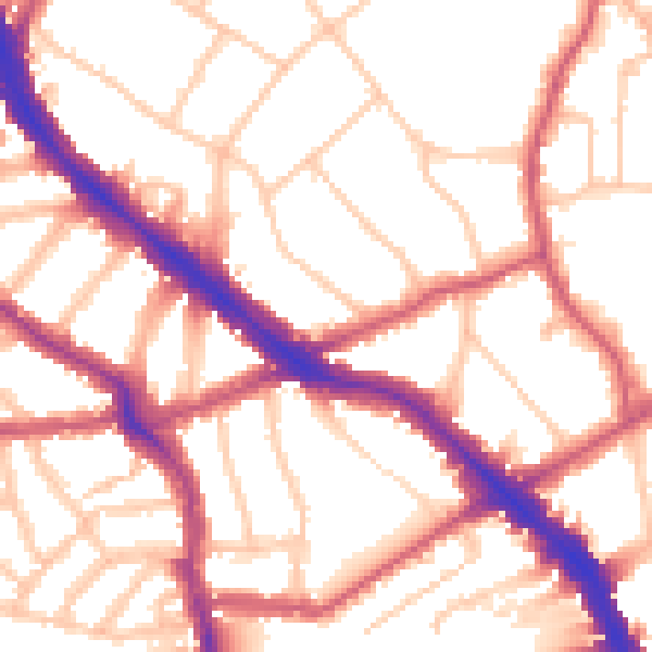 Daytime road noise heatmap for NW3 7DY