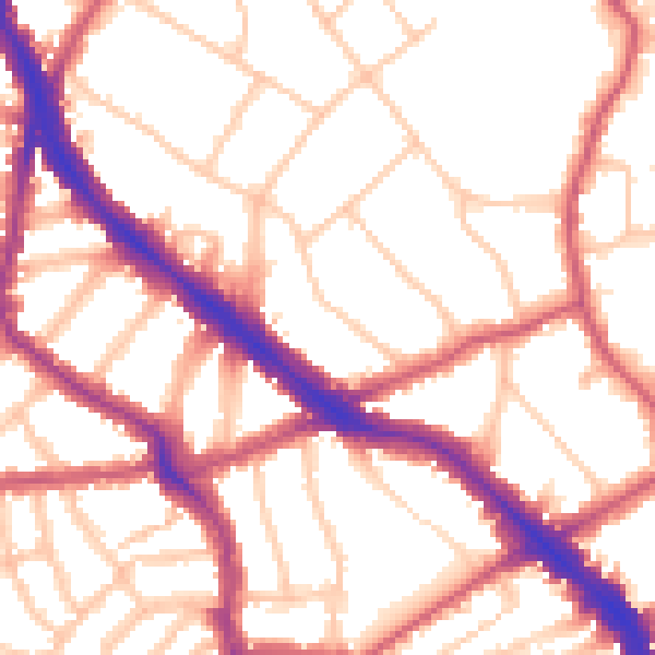 Daytime road noise heatmap for NW3 7EE