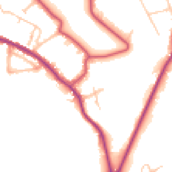 Daytime road noise heatmap for NW3 7HW