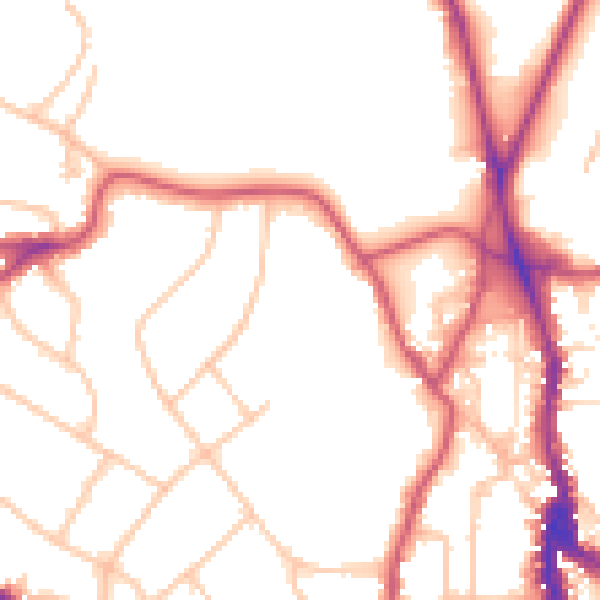 Daytime road noise heatmap for NW3 7NB