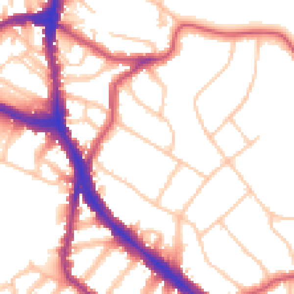 Daytime road noise heatmap for NW3 7PG