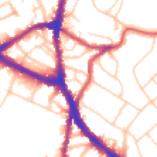 Daytime road noise heatmap for NW3 7PR