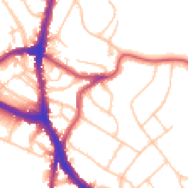 Daytime road noise heatmap for NW3 7QG