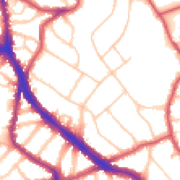 Daytime road noise heatmap for NW3 7SN